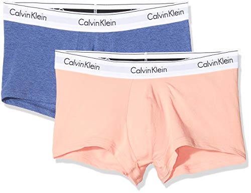 Calvin Klein Low Rise Trunk 2pk Bañador, Rosa (Candlelight/Denim Heather Zgz), Large (Pack de 2) para Hombre