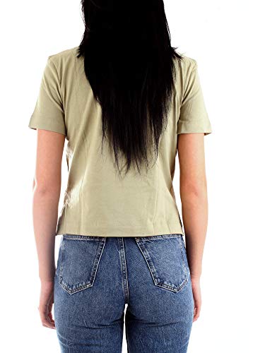 Calvin Klein Shrunken Institutional Logo tee Camisa, Green, L para Mujer