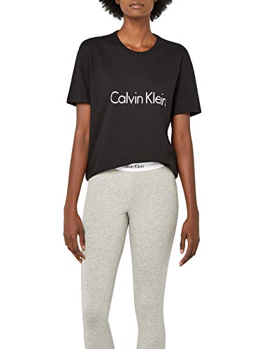 Calvin Klein S/s Crew Neck Top de Pijama, Negro (Black 001), 36 (Talla del Fabricante: X-Small) para Mujer