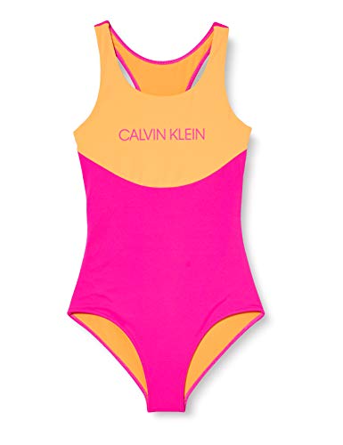 Calvin Klein Swimsuit bañadores, Rosa (Pink GLO 17/2435 Tz7), Talla Única (Talla del Fabricante: 10-12) para Niñas