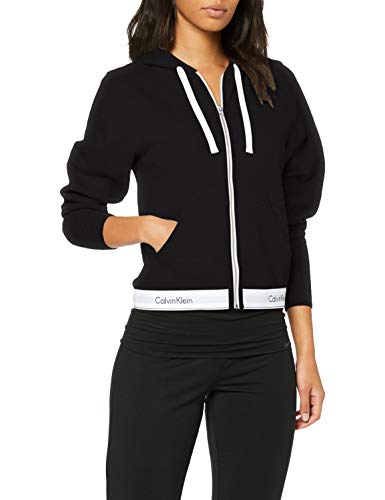 Calvin Klein Top Hoodie Full Zip Capucha, Negro (Black 001), Talla única (Talla del Fabricante: X-Small) para Mujer