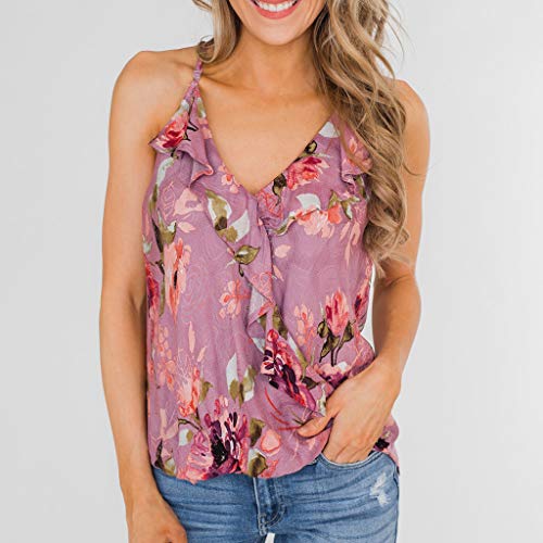 Camisa Mujer Cuello Redondo de Moda Camiseta de Manga Corta Impresión Bolsillo Casual Tops Blusa de Mujer