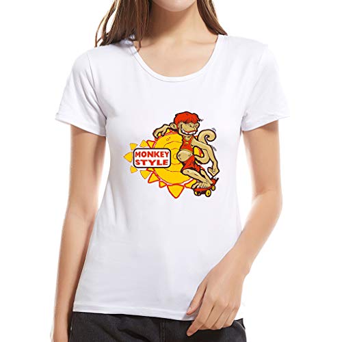 Camiseta de manga corta con estampado creativo para mujer de moda informal Madre e hijo Madre Camiseta de Manga Corta de Verano para Mujer de Cuello Alto y Blusa con Cuello Alto Color Sólido Sexy Slim