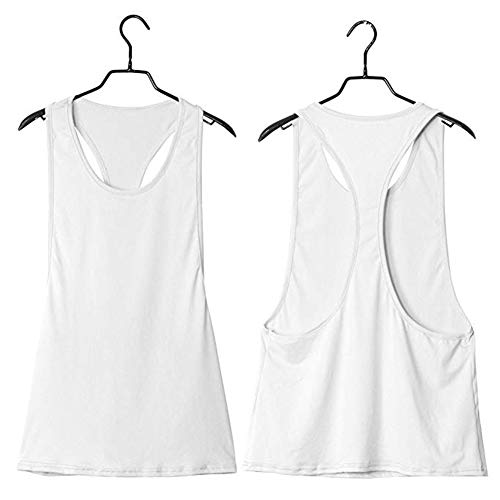 Camiseta Tirantes sin Mangas de Deporte para Mujer Verano, Tank Top Clásico Chaleco para Fitness Gimnasio Yoga Colores Opcionales Camiseta de Pijama Dormir (M, Blanco)