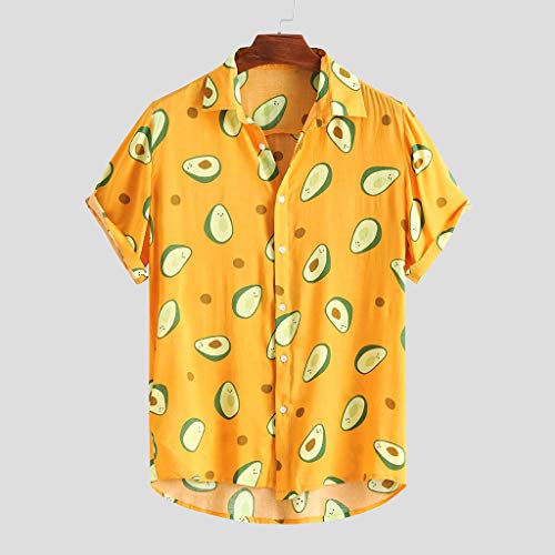 CAOQAO Camisa Hawaiana Hombre Manga Corta Funky Printed 2019 Fashion Algodón Verano y Otoño Casual Shirt