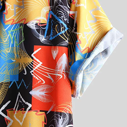 CAOQAO Ropa de Hombre Camisa Hawaiana Verano Manga Corta Ajuste Suelto Transpirable Blusa Estampada Funky 12 Colores