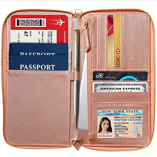 Cartera Portadocumentos Viajes Porta Pasaportes Bloqueo RFID Funda Pasaporte Organizador Documentos Familiar Cartera de Viaje Accesorios Portadocumentos Mujer Passport Holder Travel Wallet Monedero