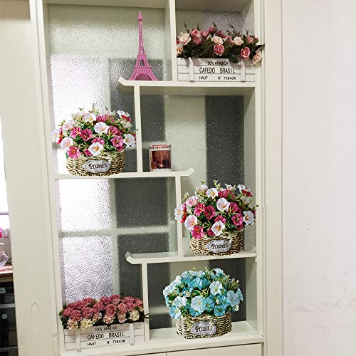 Cesta de flores de seda artificial, arreglos florales, centros de mesa de flores falsas, regalo para bodas, hogar, cocina, jardín, sala de estar, hotel, oficina, fiesta, decoraciones florales, negro