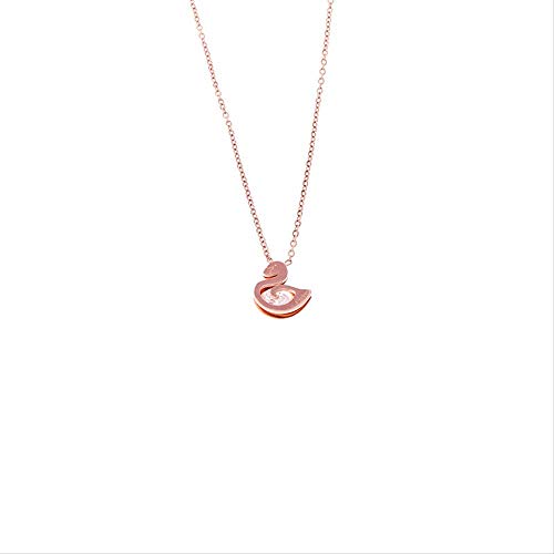 chachacha Collar De Acero De Titanio Patito Cadena De Clavícula De Oro Rosa Mujer Moda Simple Viento Demasiado Regalo De Joyería De Acero