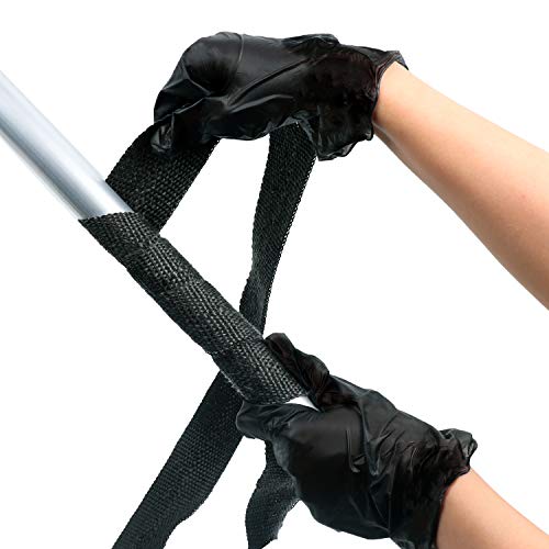 Cinta Anticalorica Escape Aislante 10 m, cinturón de tela de fibra de vidrio negro ignífugo antiescarcha para preservación del calor, con 12 bridas + guantes de acero inoxidable