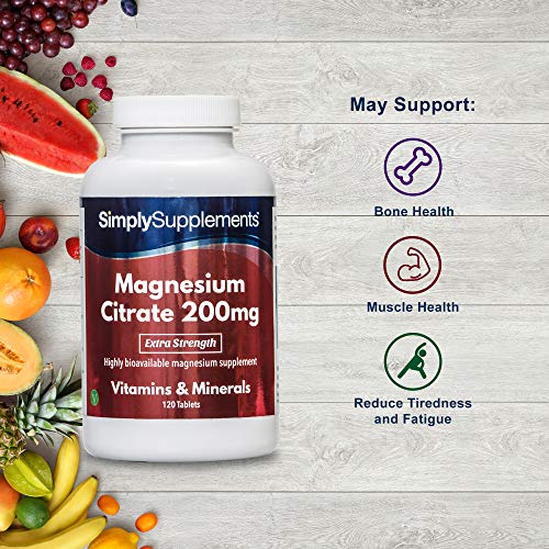 Citrato de Magnesio 200mg - 120 comprimidos - 2 meses de suministro - Simply Supplements