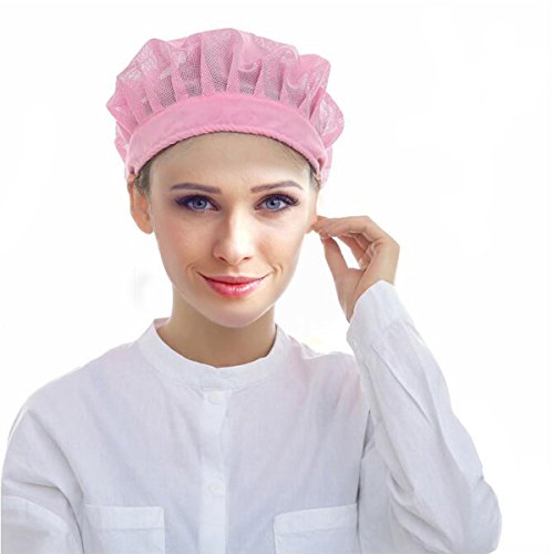 Cityelf Gorro de Cocinero Ajustable Sombrero para cocinar y restaurante Gorra para trabajo patissier cocina red de sombrero Mujer blanco (rosa 1)