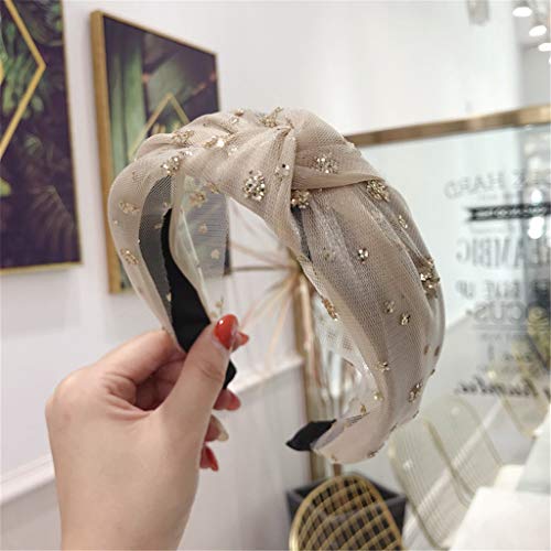 Cocoty-Store 2019 diademas mujer turbantes para mujer Flor Vintage Elástico Banda para el Cabello Stretchy Head Wrap Twisted Accesorios para el Cabello,Beige