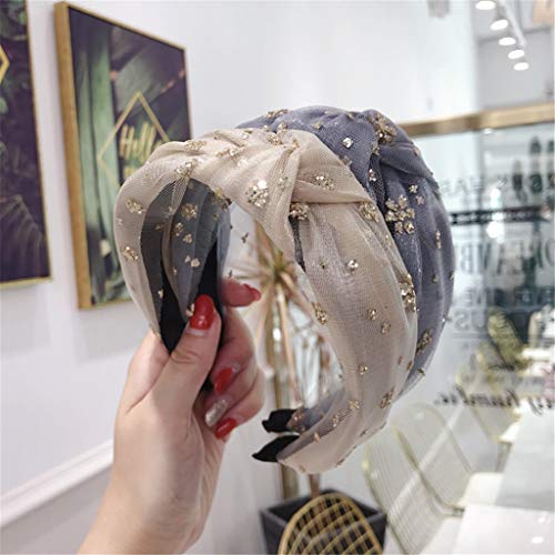 Cocoty-Store 2019 diademas mujer turbantes para mujer Flor Vintage Elástico Banda para el Cabello Stretchy Head Wrap Twisted Accesorios para el Cabello,Beige