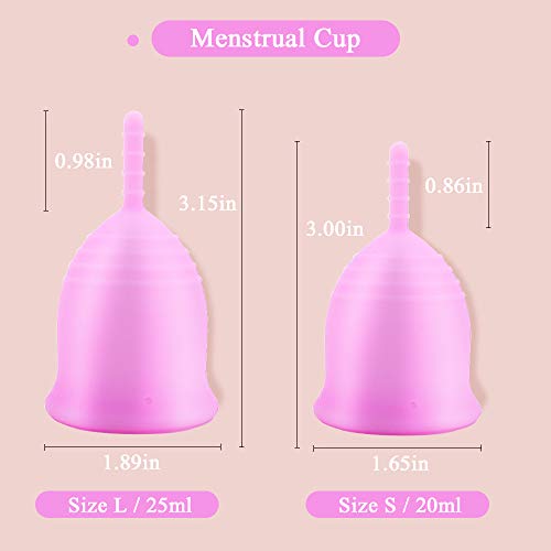 Cómoda copa menstrual para mujeres periodo taza con taza esterilizadora y cepillo de limpieza y bolsa de almacenamiento