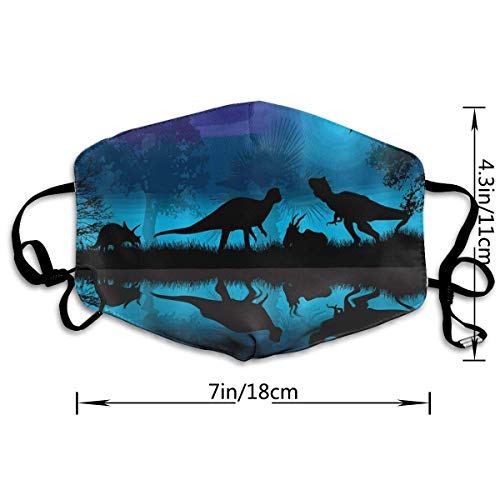 Cómodo Dinosaurios Ajustables River Moon Night Dinosaurio Decoraciones faciales Bandana para Unisex