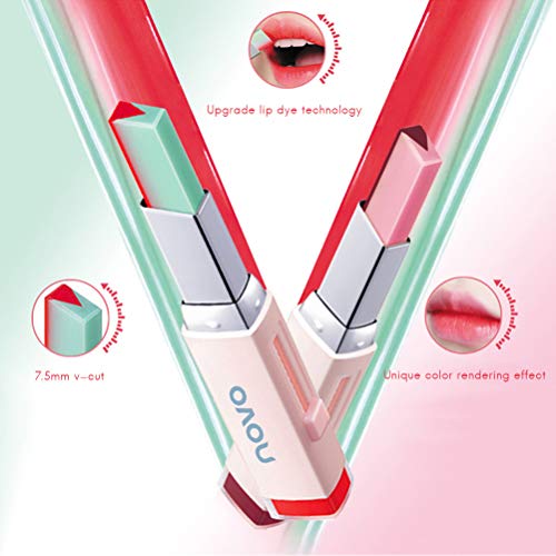 Comtervi - 1 pintalabios hidratante en forma de V con forma de V doble color, para labios