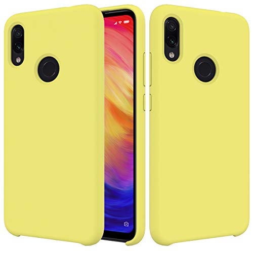 CoverTpu Funda Xiaomi Redmi Note 7 Silicona, Amarillo Funda Líquido de Silicona Gel TPU Flexible, Carcasa para Xiaomi Redmi Note 7 Anti-Rasguño y Resistente Protectora Tapa Caso Case Amarillo