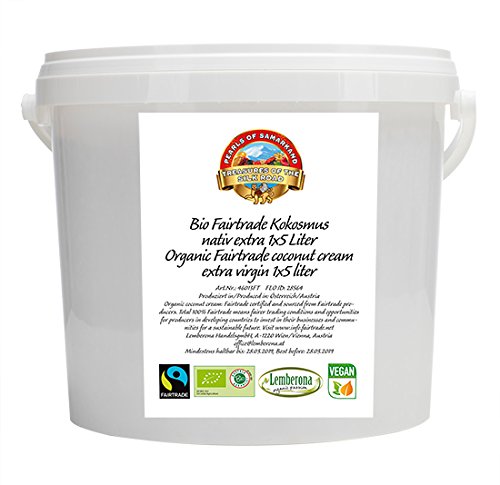 Crema de coco 5kg orgánica, Pasta Crema manteca de coco fresco sólido no líquido, ecologica, crudo, hecho en Austria de sri lanka cocos 5000g cangilón