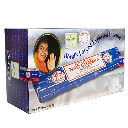 Cultival Exchange Satya Sai Baba Classic Nag Champa Agarbatti, Caja de incienso 12 cajas de 15 gramos