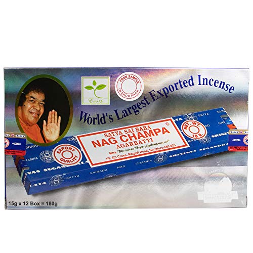 Cultival Exchange Satya Sai Baba Classic Nag Champa Agarbatti, Caja de incienso 12 cajas de 15 gramos