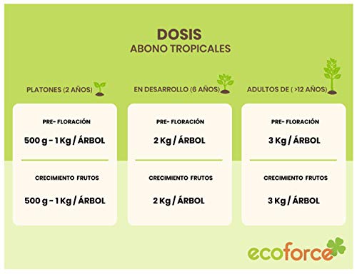 CULTIVERS Abono - Fertilizante ecológico de 25 kg para Plantas y árboles Tropicales para Aguacate, Mango, Litchi, Pitahaya, Papaya y Guayaba. 100% Natural