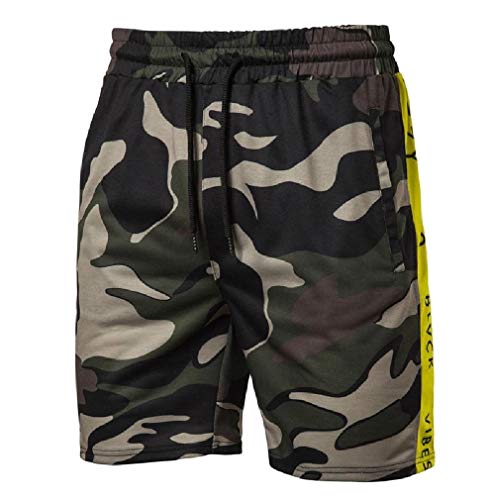 CuteRose Men's Active Relaxed Fit Straight Camouflage Color Short Pants AS3 S