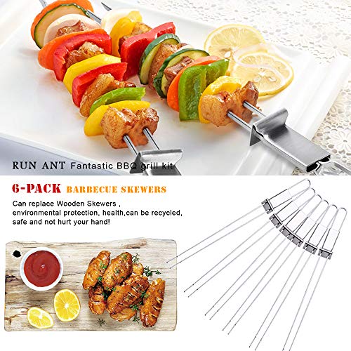 Dailyart Brochetas para Barbacoa Brochetas para Asar de Acero Varilla 6 Piezas