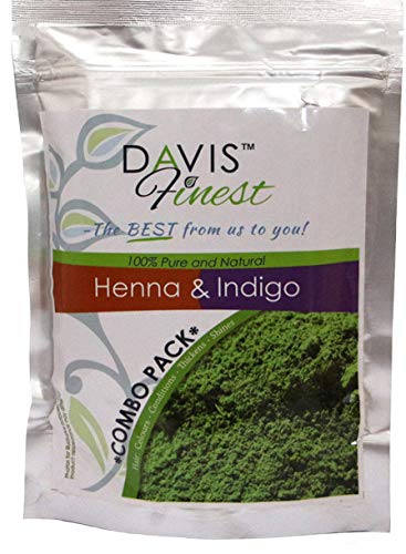 Davis Finest - Tinte para el Cabello, juego de 100 g de polvo de henna y 100 g de polvo de índigo, tinte natural para cabello o barba, marrón/negro, sin PPD