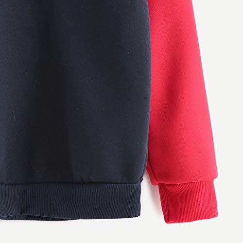 DEELIN La Mujer De Moda Casual Personalidad De Color SóLido De Play Game ImpresióN De Manga Larga Cuello Redondo SuéTer con Capucha Sudadera con Capucha Camisa De Jersey (L, Rojo)