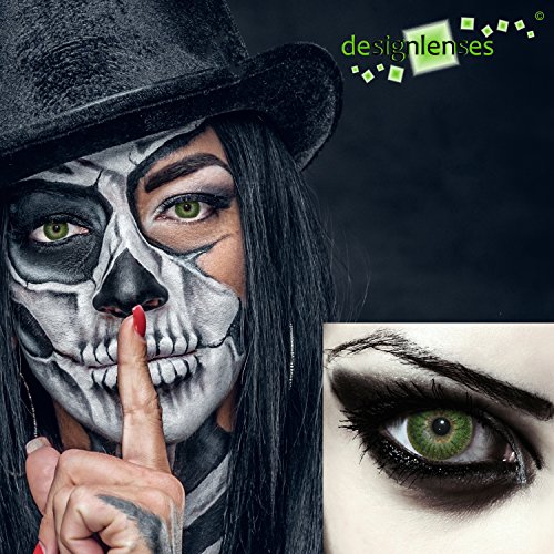 Designlenses, Dos lentillas de color verde para Halloween hombre-lobo disfraz lentes sin dioprtías/corregir + gratis caso de lente „Green Werewolf"