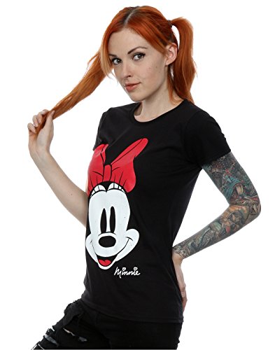 Disney mujer Minnie Mouse Distressed Face Camiseta X-Large Negro