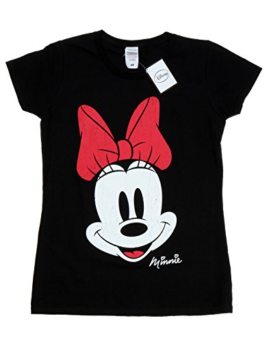 Disney mujer Minnie Mouse Distressed Face Camiseta X-Large Negro