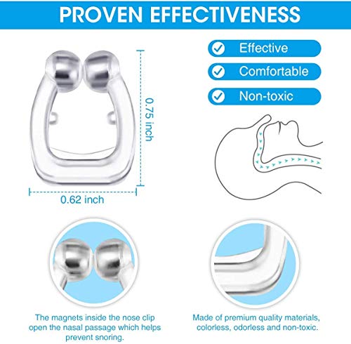 Dispositivos Anti Ronquidos，3 PCS Dispositivos Antirronquidos Magnético Clip anti ronquidos soluciones，Dilatador nasal con imanes para una cómoda congestión para dormir (transparente) (white)