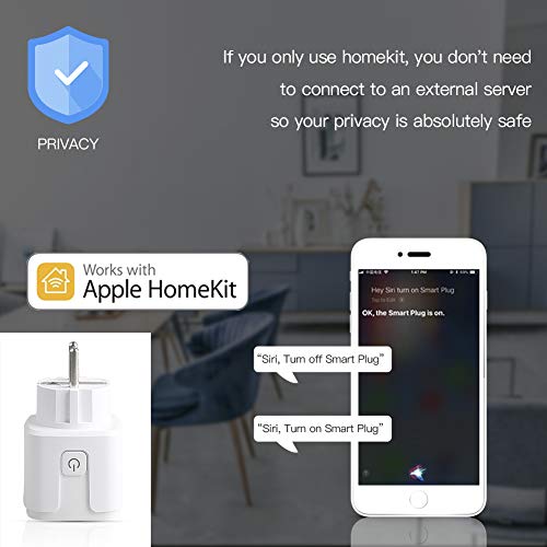 DoHome HomeKit Smart Plug Socket Outlet Switch funciona con Apple Home APP Alexa Google Assistant Timer Control de voz solo admite red WiFi de 2.4GHz (paquete de 2 piezas)