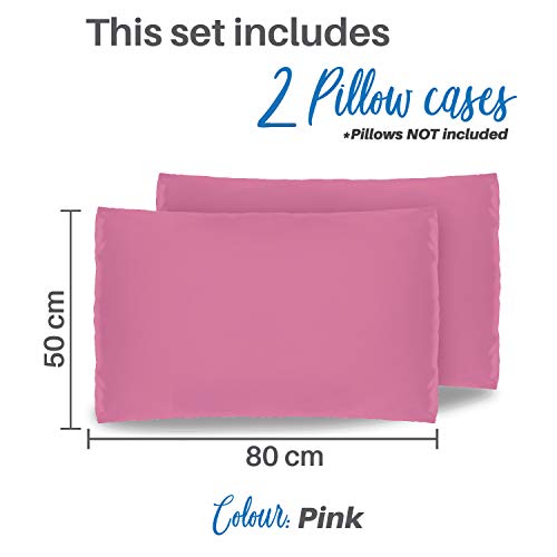 Dreamzie - Set de 2 x Funda de Almohada 50x80 cm, Rosa, Microfibra (100% Poliéster) - Fundas de Almohadas Hipoalergénica - Fundas de Cojines de Calidad con una Suavidad Incomparable