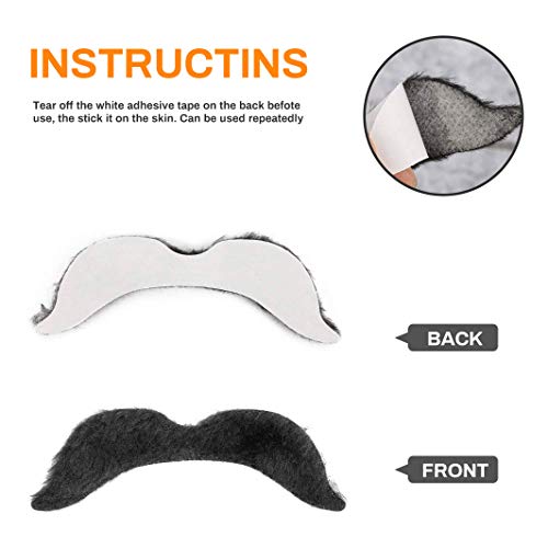 E-More 48 Piezas de Bigotes Falsos, Bigotes Autoadhesivos Surtidos para Halloween Traje Máscara Navidad