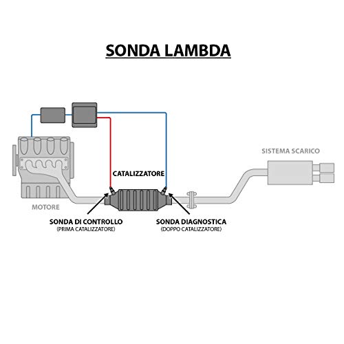 ECD Germany LS024 Sonda Lambda - Sonda de control de 4 polos - Sensor de oxígeno de 4 polos - Sonda Lambda de 4 polos para automóvil - Sonda de diagnóstico - Sensor universal de oxígeno