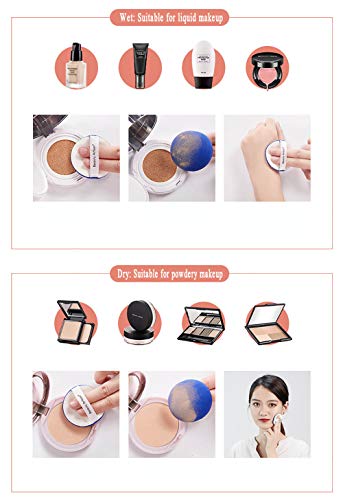 Edary Maquillaje Puff Air Cushion Puff Maquillaje seco y húmedo Esponja BB Cream Herramientas especiales de maquillaje Puff (Azul)