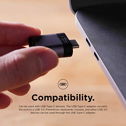 elago Mini Adaptador de Aluminio USB-C a USB 3.0 Hembra Compatible con MacBook Pro 2018/2017, MacBook Air 2018 y Otros Dispositivos con USB C [Exacto Coincidencia de Color con MacBook] - Gris Espacial