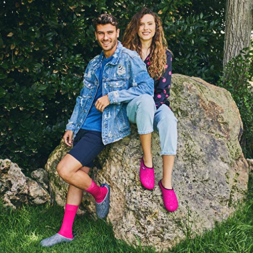 ELEWERT® - NATURAL-W1-M-FUCHSIA - Zapatillas para casa, Confort, Unisex, Interior, Exterior, Suela de Caucho, Plantilla extraíble reciclada, Designed IN Europe, Made IN Spain. Talla 41