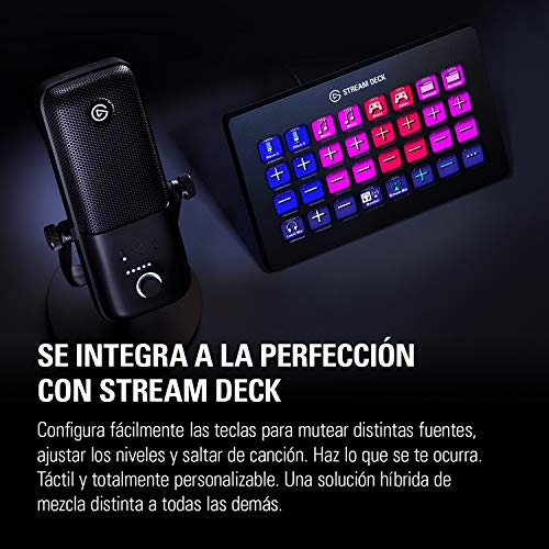 Elgato Wave:3 Micrófono Condensador USB de Calidad y Solución de Mezcla Digital, Tecnología Antisaturación, Sensor Táctil de Muteo, Streaming y Podcasting