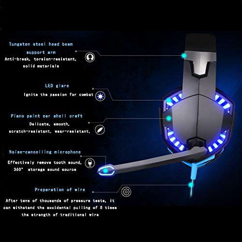 ENEN Auriculares para Juegos Auriculares internos con Cable de 3,5 mm, Auriculares con Sonido Envolvente 7.1 micrófono con cancelación de Ruido Compatible con PC PS4-Lightblue