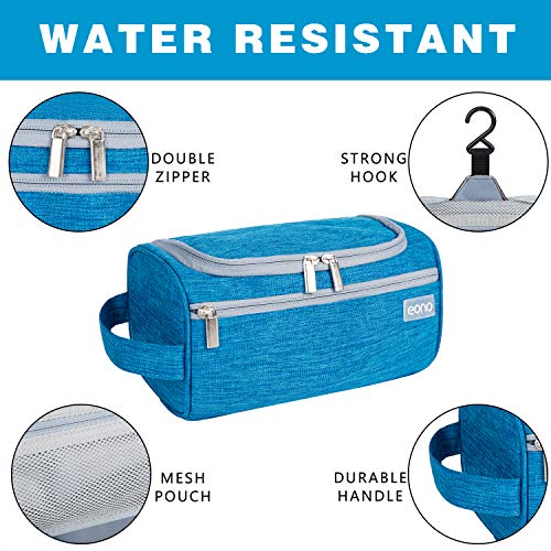 Eono by Amazon - Bolsa de Aseo Unisex, Neceser Maquillaje Grande con Gancho para Colgar, Bolso cosmético Impermeable Toiletry Bag, Wash Bag, Bolsa de Viaje y Bolsa de Lavado para Colgar, Azul