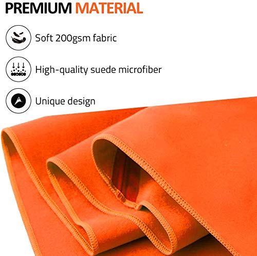 Eono by Amazon - Toalla de Microfibra para Llevar al Gimnasio, a la Playa, de Camping, de Viaje, de Natacion, o de Vacaciones. Secado rápido, Superabsorbente, Ultracompacta, Naranja-140x70cm