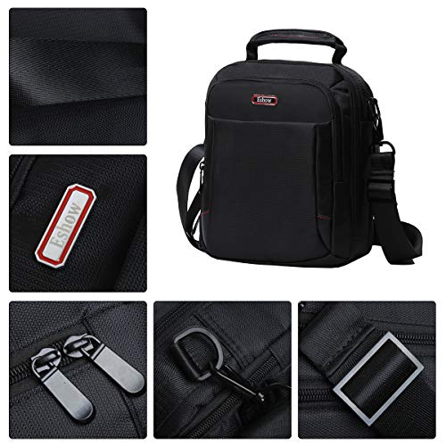 Eshow Bolsos Bandolera a Hombro Negro para Hombres de Nylon Viaje Casual Oficina Shoppers