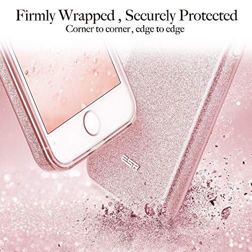 ESR Funda iPhone 5S/SE/5 Carcasa Dura Brillante Brillo Purpurina llamativa para Apple iPhone - Oro Rosa