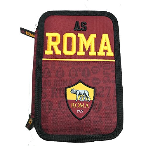 Estuche A.S. Roma 3 cremallera Escuela 2018 Amarillo Rojo Niño by Panini