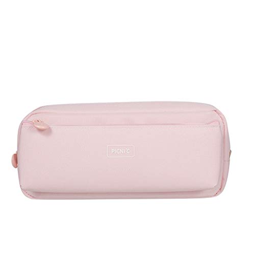 Estuche GCX La Caja de lápiz Simple Creativo de los Efectos de Pelo, Caja de lápiz del Lienzo, Multifuncional Hombres y Mujeres Bolsa de Lona de la Cremallera de Escritorio Durable (Color : Pink)