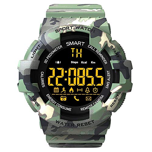 EX16M Camuflaje Estilo militar Reloj deportivo con Bluetooth inteligente con rastreador de actividad Pasos de pie Caloires Distancia Cronómetro 50 M Impermeable 1 año de vida útil de la batería Compar